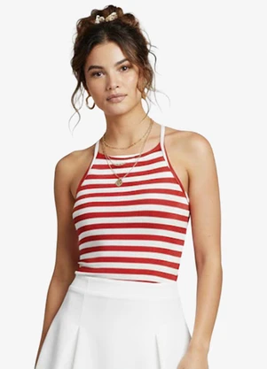 Infinita Cor - Blusa Feminina de Alça Vermelho - INFINITA COR