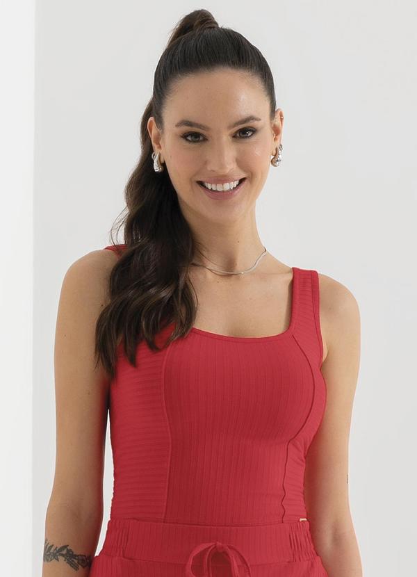 Cativa - Blusa Feminina de Alças Canelada Vermelho