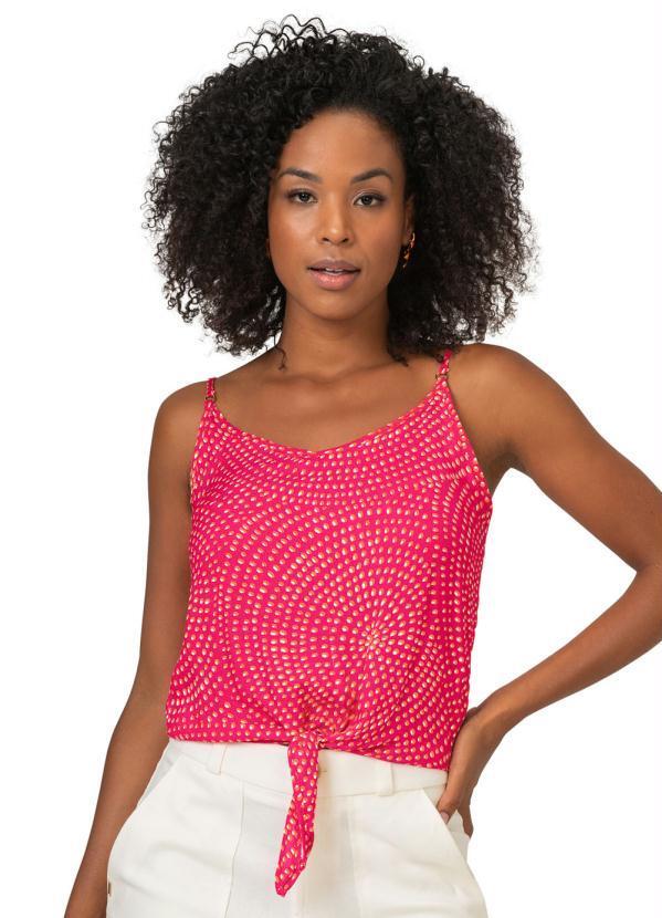 Rovitex - Blusa Feminina de Alças Pontilhado Rosa