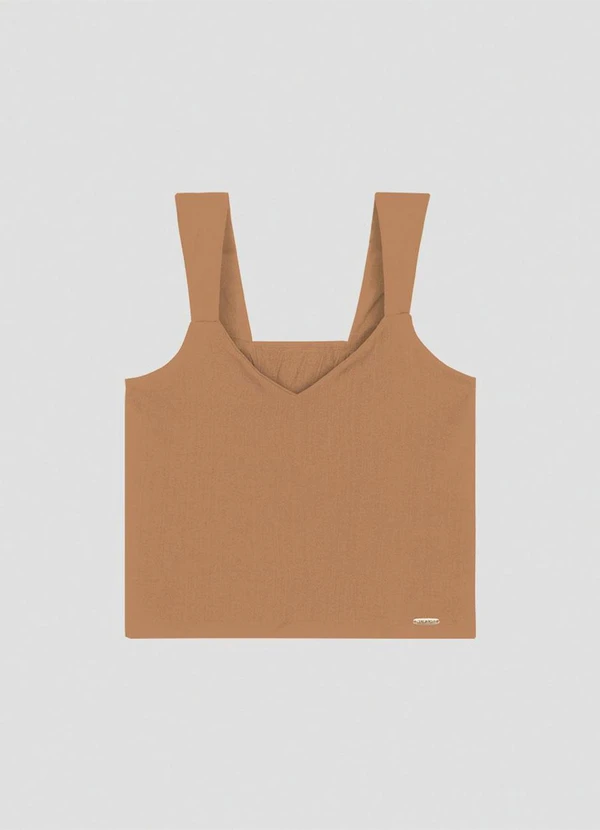 Cereja Rosa - Blusa Feminina em Viscose com Decote V Bege
