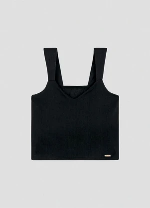 Cereja Rosa - Blusa Feminina em Viscose com Decote V Preto - CEREJA ROSA
