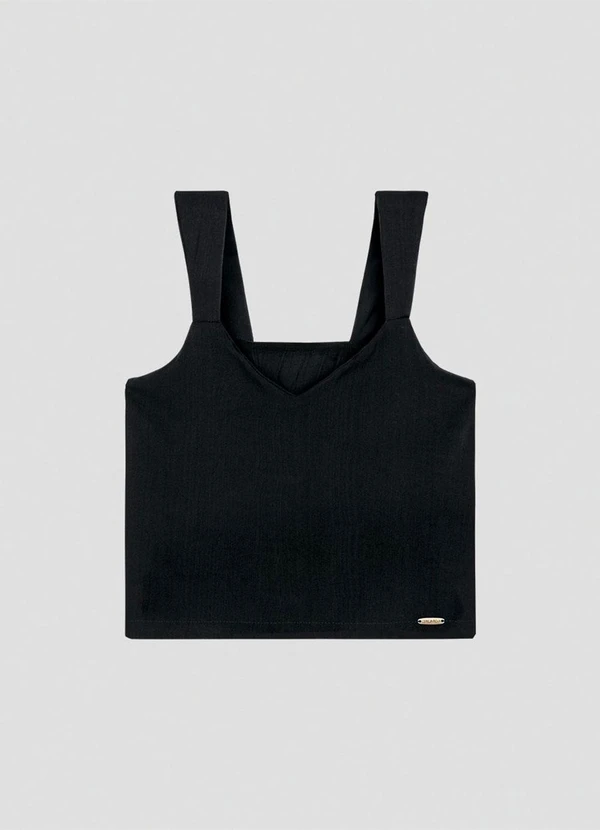 Cereja Rosa - Blusa Feminina em Viscose com Decote V Preto