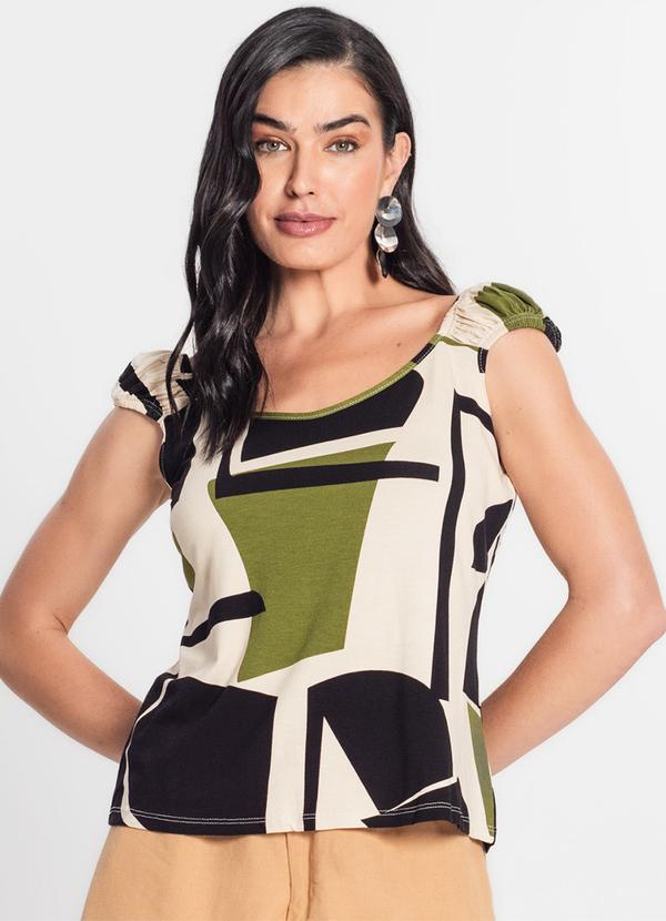 Infinita Cor - Blusa Feminina Estampada Bege