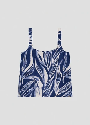 Cereja Rosa - Blusa Feminina Estampada com Alça Ajustável Azul - CEREJA ROSA