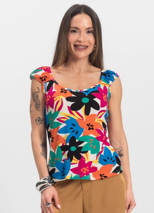 Infinita Cor - Blusa Feminina Estampada Rosa