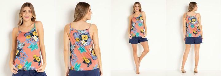 Blusa Floral Ferrugem com Alas