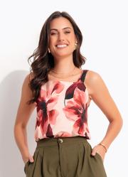 Blusa Floral Pincelado em Malha Fria