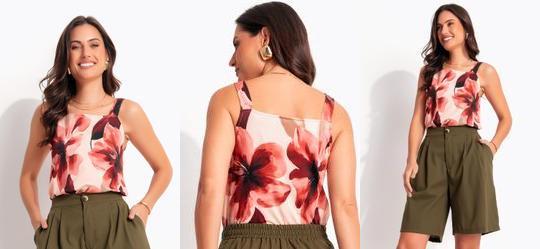 Blusa Floral Pincelado em Malha Fria