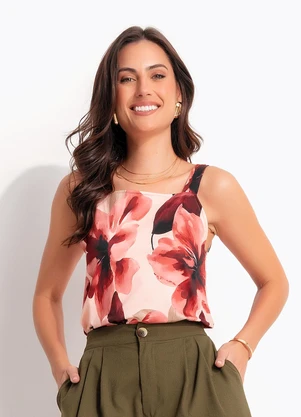 Quintess - Blusa Floral Pincelado em Malha Fria - QUINTESS
