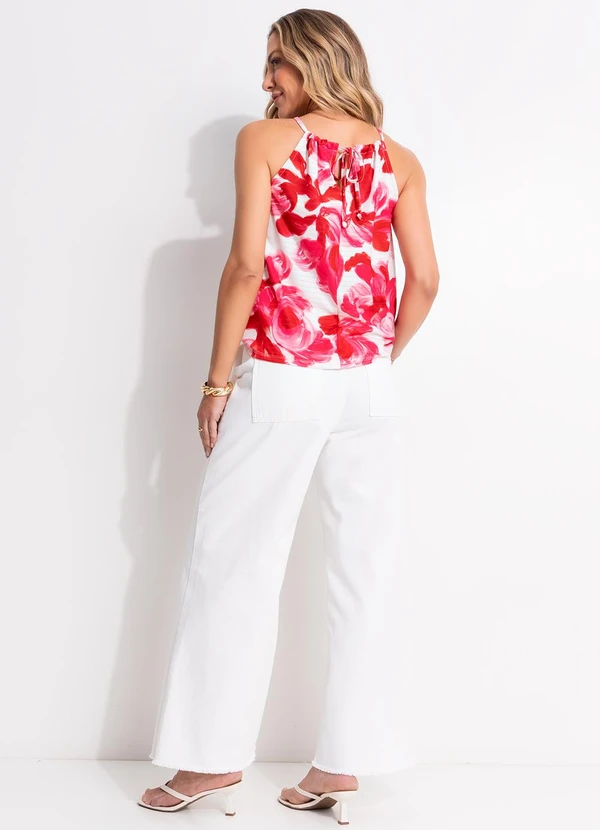 Quintess - Blusa Frente Única Floral em Malha Texturizada com Amarração 5