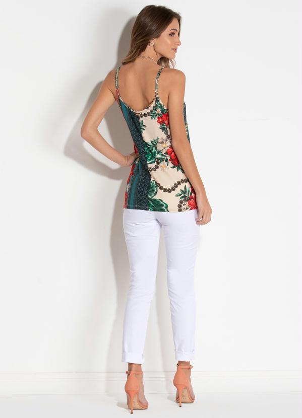 Quintess - Blusa Floral Verde de Alças Soltinha 4