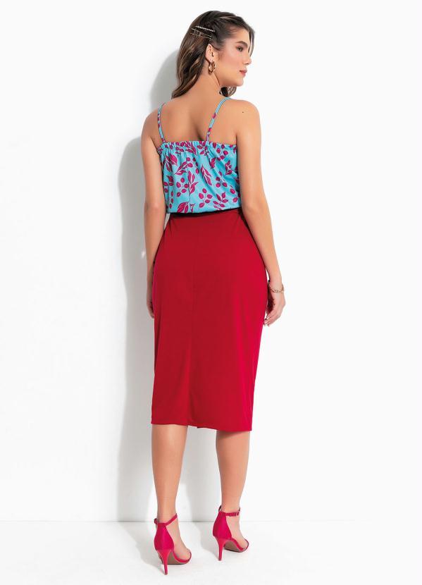 Outlet - Blusa Folhagem Azul com Alcinhas e Elástico 4