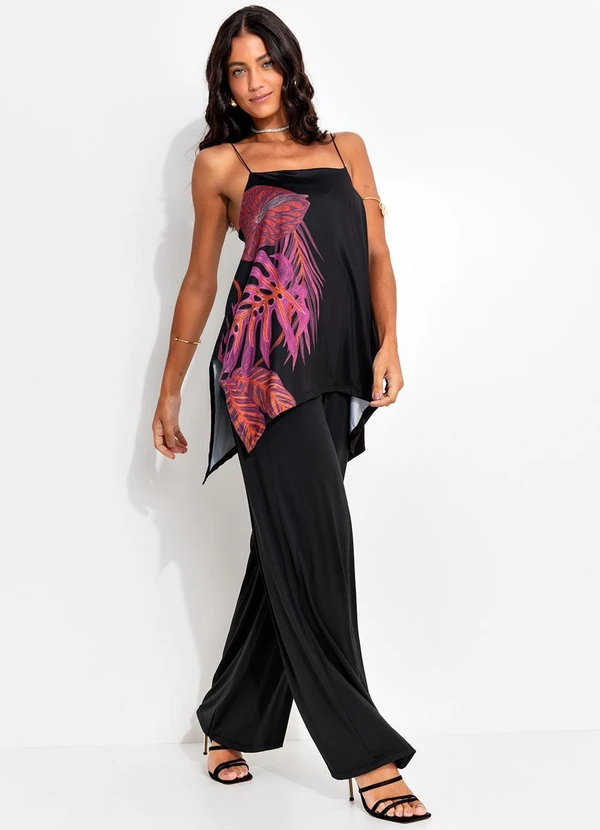 Quintess - Blusa Folhagem Bordada Localizada em Malha Fria