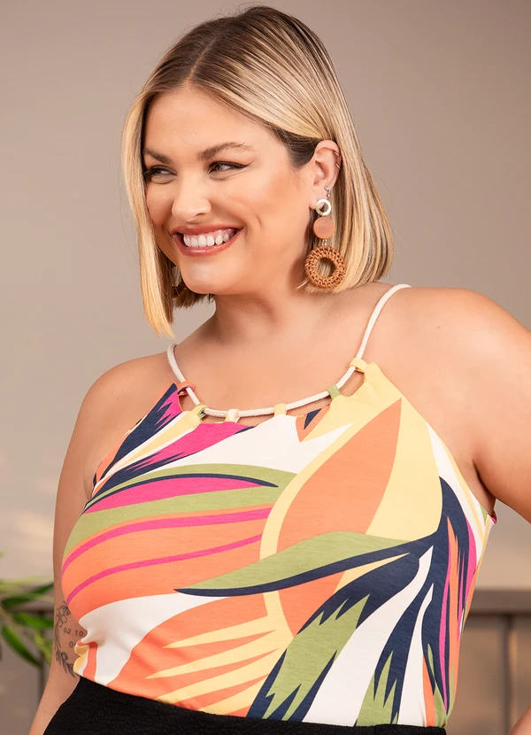 Quintess - Blusa Folhagem Color em Malha de Viscose 7