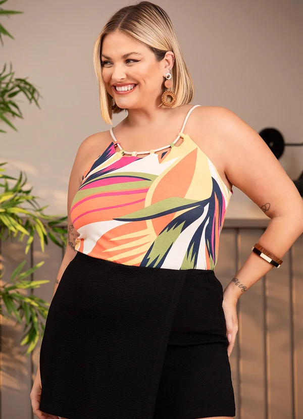 Quintess - Blusa Folhagem Color em Malha de Viscose 8