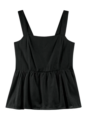 Outlet - Blusa Lastex com Alças Largas Adulto Preto - OUTLET