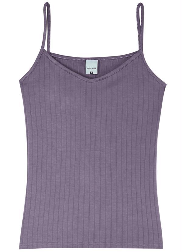 Malwee - Blusa Lavanda Canelada Decote V