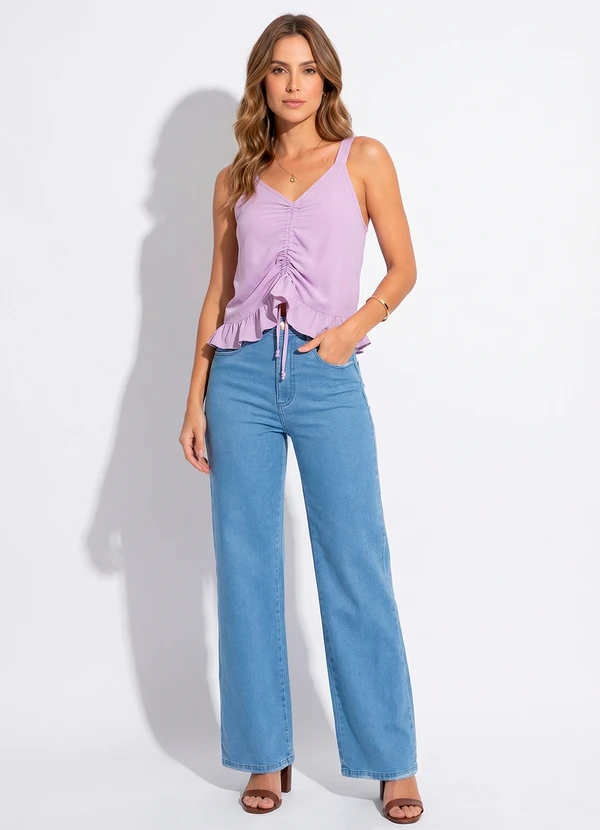 Quintess - Blusa Lilás em Viscose Plana com Cordel 1