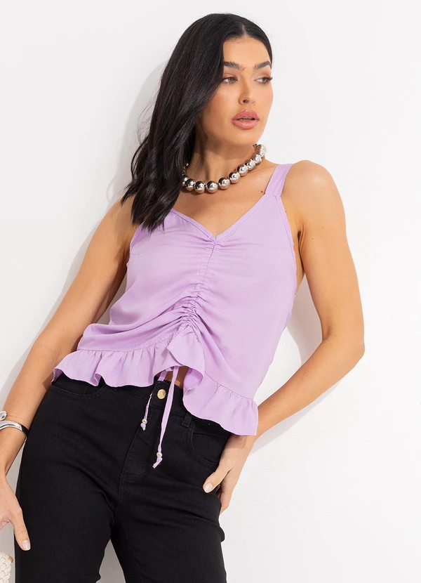 Quintess - Blusa Lilás em Viscose Plana com Cordel 8