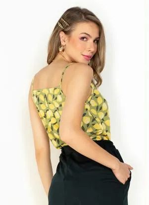 Moda Pop - Blusa Limões com Decote Reto e Alças - MODA POP