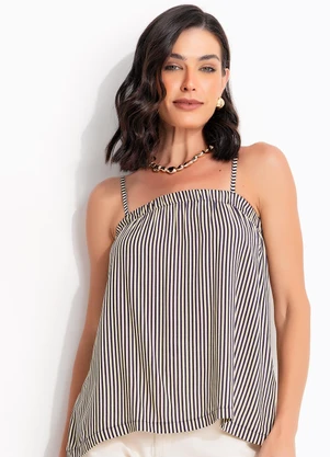 Quintess - Blusa Listrado Marinho em Viscose Plana - QUINTESS