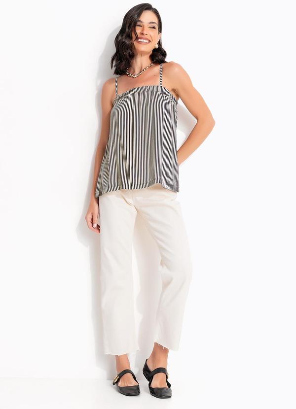 Quintess - Blusa Listrado Marinho em Viscose Plana 8