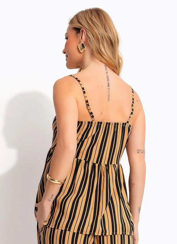 Quintess - Blusa Listrado Preto em Viscose Plana 2