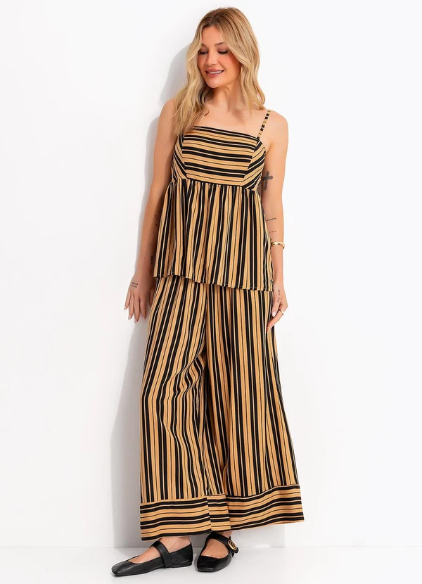 Quintess - Blusa Listrado Preto em Viscose Plana 5