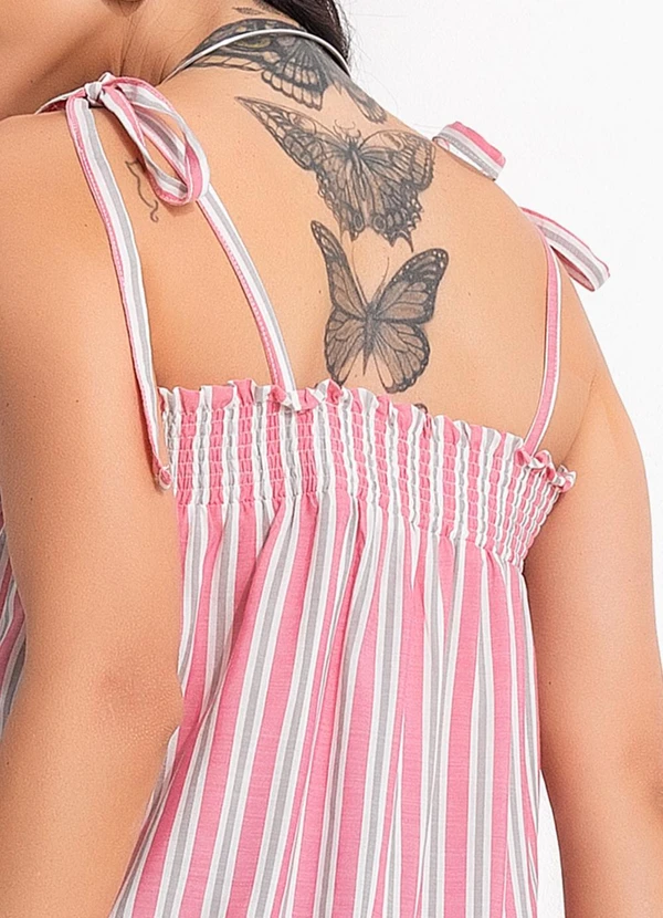 Quintess - Blusa Listrado Rosa e Cinza em Viscose Plana 15