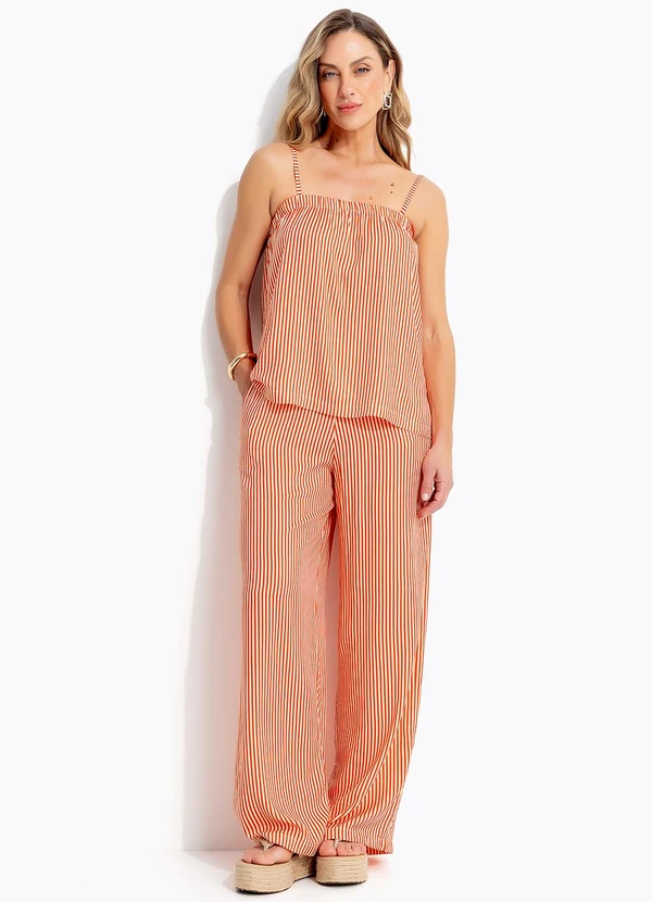 Quintess - Blusa Listrado Vermelho em Viscose Plana 8