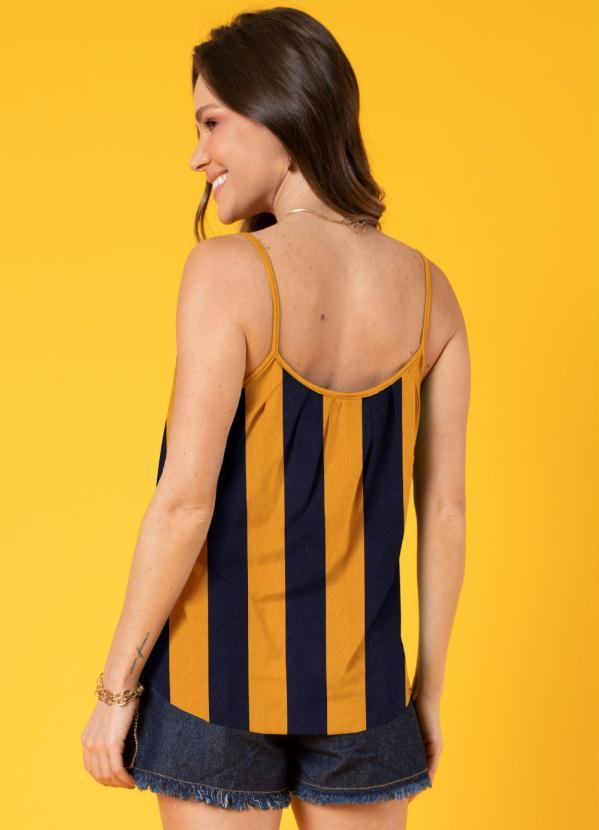 Quintess - Blusa Listras Amarelo e Marinho de Alças 2