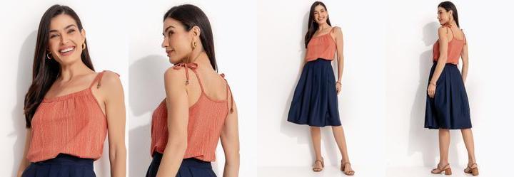 Blusa Listras Laranja em Malha de Viscose