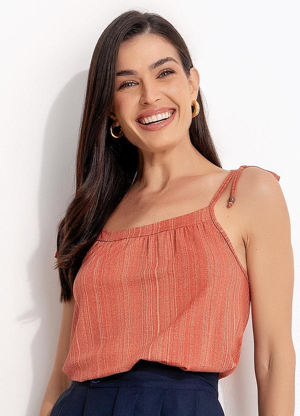 Blusa (Listras Laranja) em Malha de Viscose