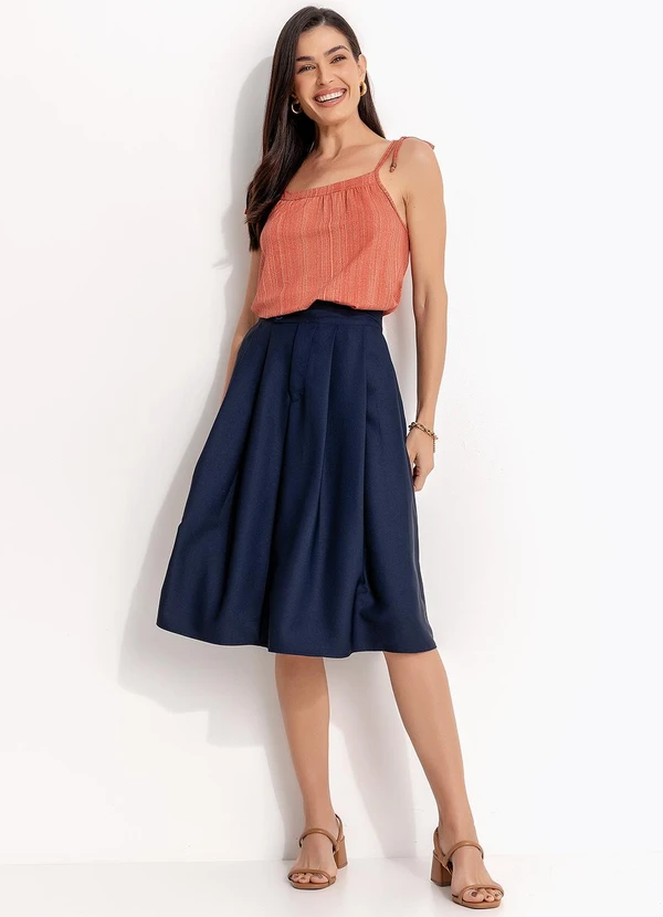 Quintess - Blusa Listras Laranja em Malha de Viscose 3