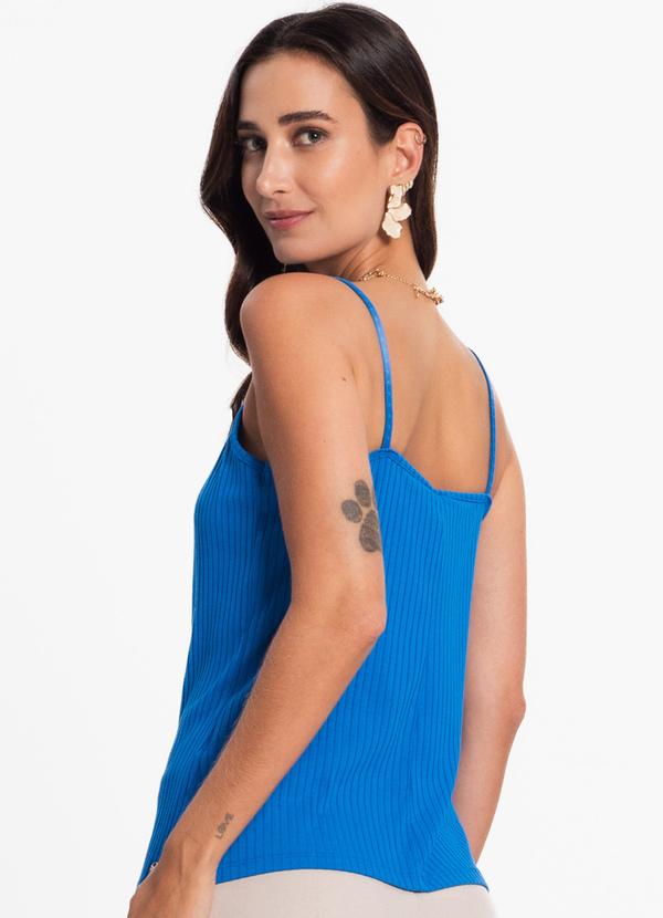 Rovitex - Blusa Malha Canelada Feminina Azul 2