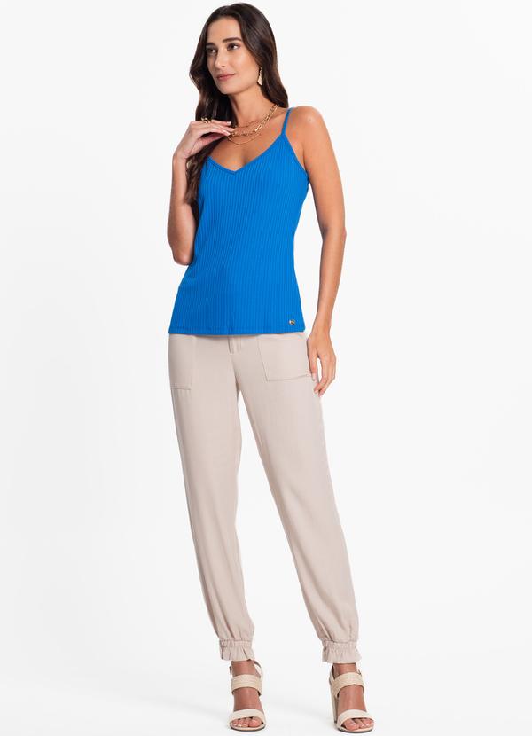 Rovitex - Blusa Malha Canelada Feminina Azul 3