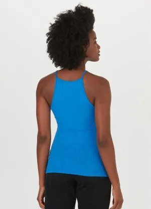 Malwee - Blusa Malha Canelada Viscose Azul - MALWEE