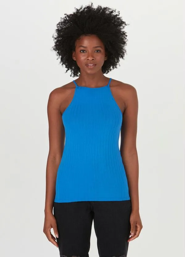 Malwee - Blusa Malha Canelada Viscose Azul 3