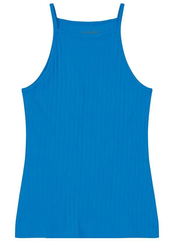 Malwee - Blusa Malha Canelada Viscose Azul 6