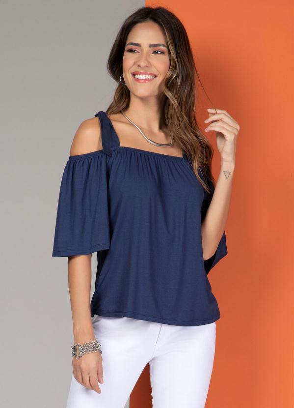 Quintess - Blusa Marinho com Alças de Amarrar