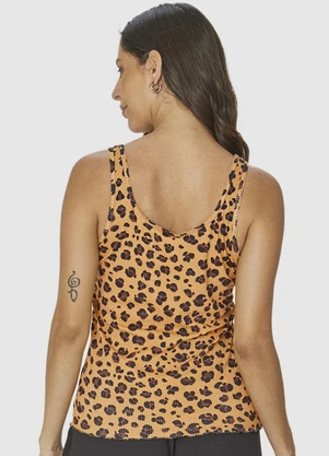 Malwee - Blusa Marrom Animal Print Canelada - MALWEE