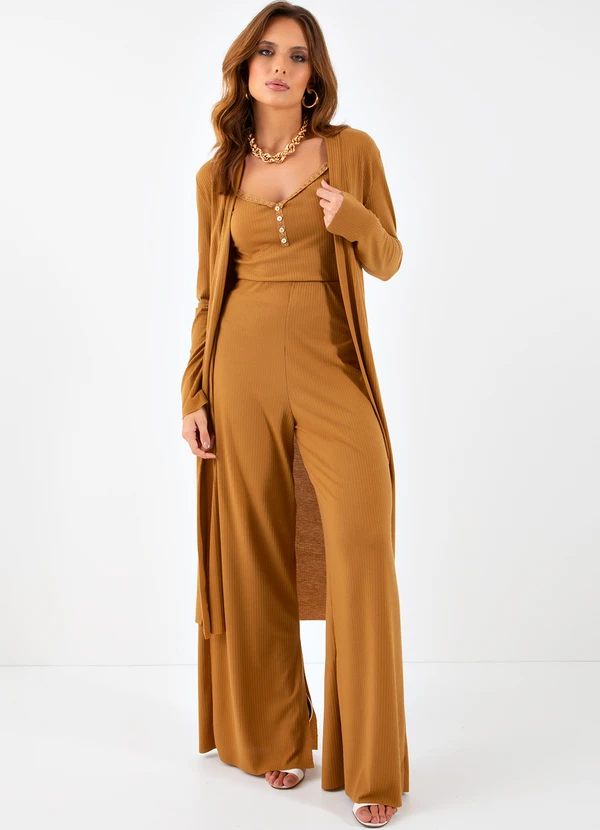 Quintess - Blusa Marrom Canela em Canelado