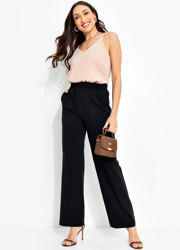 Bimini - Blusa Marrom Claro em Crepe Plano 3