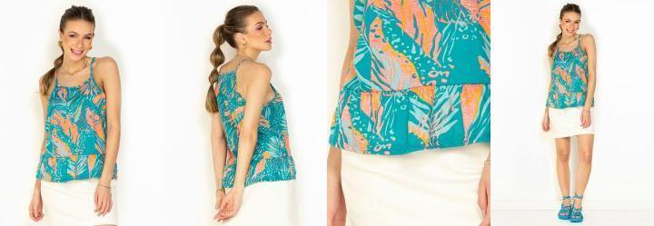 Blusa Mix de Estampa com Alas e Babado