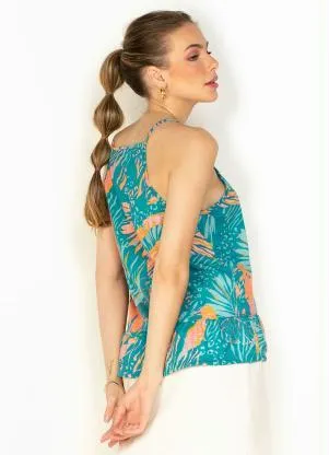 Moda Pop - Blusa Mix de Estampa com Alças e Babado - MODA POP