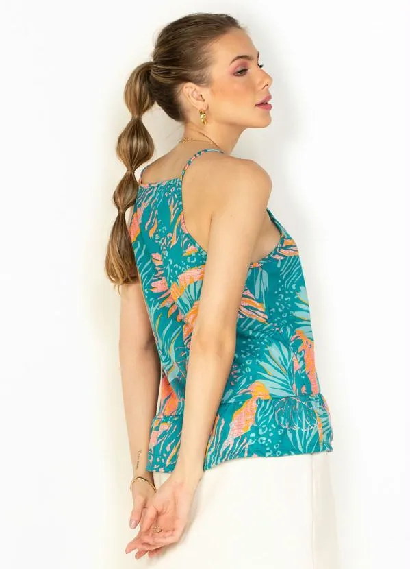 Moda Pop - Blusa Mix de Estampa com Alças e Babado 2