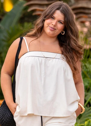 Quintess - Blusa Natural em Linho - QUINTESS