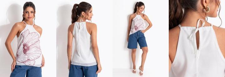 Blusa Off White em Chiffon
