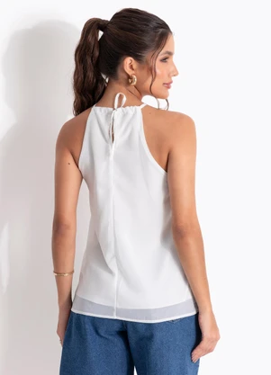Quintess - Blusa Off White em Chiffon - QUINTESS