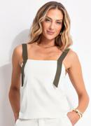 Blusa Off White em Crepe Plano